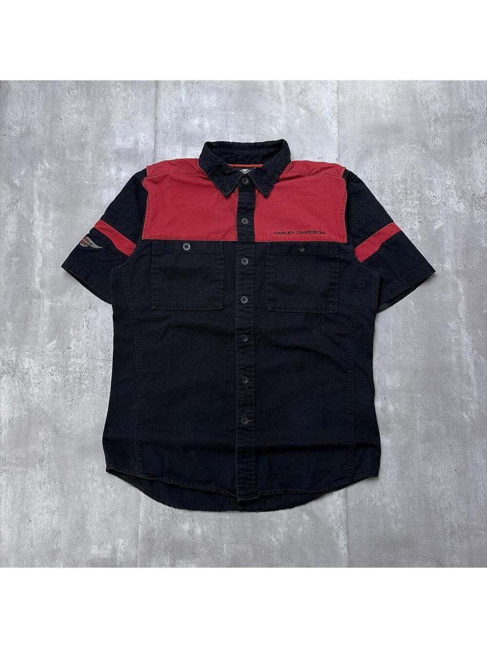 Y2K Black Harley Davidson Grunge Biker Button Up Shirt